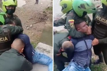 ¡PREOCUPANTE! Denuncian nuevo caso de abuso policial en Colombia que estaría desligado de las protestas: funcionarios estaban ahorcando a un hombre (+Video)