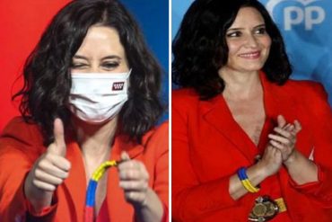 ¡QUÉ GESTO! «Libertad es poder llevar una pulsera que dice libertad sin ocultarla»: Díaz Ayuso usó brazalete del tricolor venezolano tras arrasar en las elecciones de Madrid (+Videos)