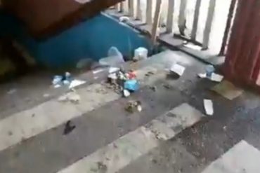 ¡INAUDITO! Repletas de excrementos y basura: así están las escaleras de acceso principal al Hospital Victorino Santaella de Los Teques (+Video)