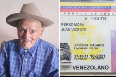 ¡QUÉ BENDICIÓN! Este #27May cumplió 112 años el hombre más longevo de Venezuela: el tachirense Juan Vicente Pérez Mora (+detalles)