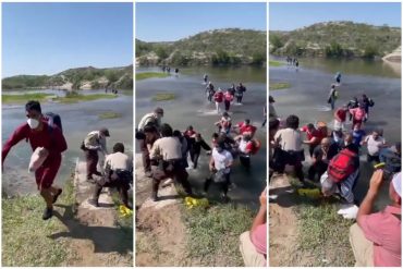 ¡DESESPERADOS! Decenas de venezolanos cruzaron desde México hacia EEUU por el río Texas: esperan ser amparados por el TPS (+Video impresionante)