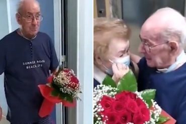 ¡CONMOVEDOR! El bonito reencuentro de una pareja de adultos mayores que estuvieron separados 9 meses por la pandemia del COVID-19 (+Video)