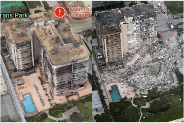 ¡IMPRESIONANTES! Las fotos que muestran el antes y el después del edificio que colapsó de la nada y dejó daños catastróficos en Miami