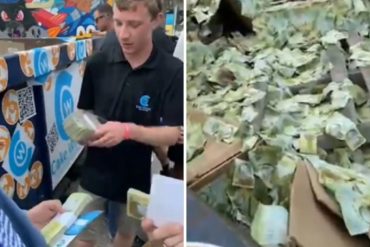 ¡LE MOSTRAMOS! “Esto es dinero falso”: lanzaron miles de bolívares a un basurero improvisado durante conferencia de Bitcoin en Miami (+Video bochornoso)