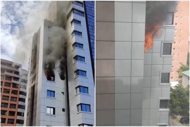 ¡ENTÉRESE! Fuerte incendio se registró en un edificio en la urbanización El Rosal del municipio Chacao: bomberos lograron controlarlo (+Video +fotos)