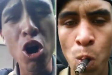 ¡EL HOMBRE NUEVO! Filtran vergonzoso video de militar venezolano en un comando consumiendo presunta marihuana: “Arrebatándome en la VN-4. Mamag*evo”