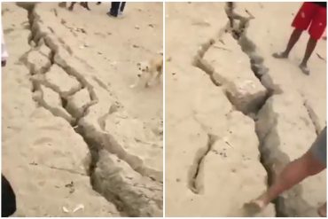 ¡VÉALA! Reportan una enorme grieta en Piura, frontera entre Perú y Ecuador, tras sismo de magnitud 6.1 (+Video impactante)