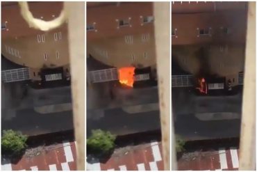 ¡ESTÁN DESATADOS! Sujetos que se presume son de la banda de la Cota 905 trataron de incendiar la entrada del Novo Hotel en El Paraíso (+Video)