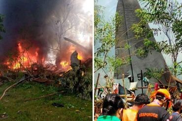 ¡LAMENTABLE! Al menos 31 muertos y 54 heridos tras accidente de avión militar en el sur de Filipinas