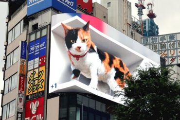 ¡SORPRENDENTE! El impresionante anuncio publicitario de un gato gigante y muy real que tiene a todos hablando en Tokio (+Video)