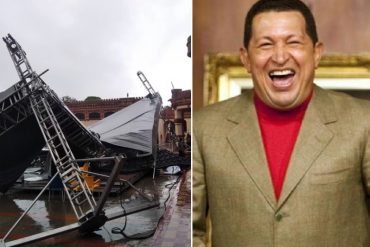 ¡DEBE VERLO! Se desplomó por fuertes lluvias tarima instalada en el Cuartel de la montaña para actos en honor a Hugo Chávez