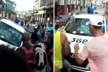 ¡LE MOSTRAMOS! Cubanos indignados destrozan patrullas de la policía castrista en medio de las protestas (+Video)