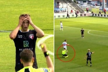 ¡DE LOCURA! Un árbitro comete un insólito error y se arrodilla para disculparse con los futbolistas (+Fotos)