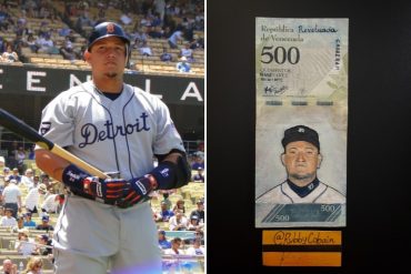 ¡ORGULLO VENEZOLANO! Artista que pinta billetes dedicó uno de 500 a Miguel Cabrera por su hazaña en las Grandes Ligas (+Foto)