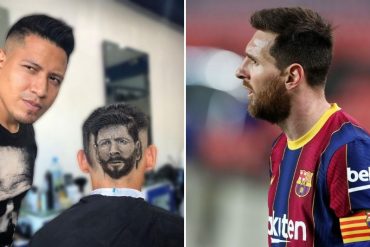 ¡CAUSÓ FUROR! Un Barbero venezolano hace el retrato de Leo Messi en un corte de cabello y se vuelve viral en las redes sociales (+Video)
