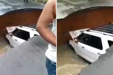 ¡VEA! Una camioneta con 5 personas a bordo cayó en un megahueco en el estado Bolívar: entre los afectados, tres menores y una mujer embarazada (+Fotos) (+Video)