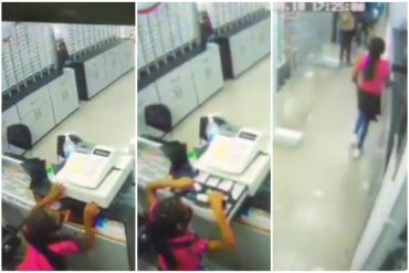 ¡QUÉ TAL! Niña abrió la caja registradora de una óptica en Puerto La Cruz y robó el dinero mientras dos adultos distraían a trabajadoras (+Video)