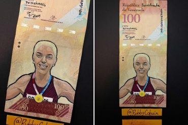 ¡VEA! «¿Quieren 100 Yulivares?»: La chama que pinta billetes inmortalizó a Yulimar Rojas con su arte y así reaccionó la atleta (+Fotos)