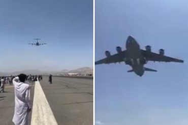¡MUY FUERTE! Al menos 2 personas murieron en Kabul tras aferrarse a la parte externa de un avión que despegó de la pista (+Videos sensibles)