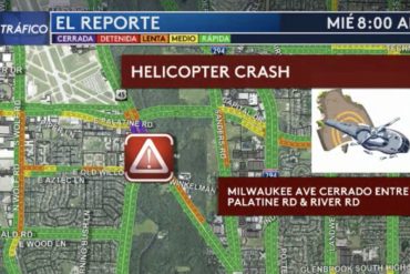 ¡ALARMA! Reportan que un helicóptero se estrelló en la autopista cerca del aeropuerto de Chicago