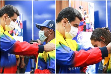 ¡VERGONZOSO! Maduro recibió en Miraflores a los atletas que participaron en los Juegos Olímpicos (les pusieron el himno nacional cantado por Chávez) (+Videos)