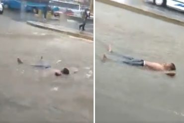 ¡LE MOSTRAMOS! Un niño nadando a contracorriente en plena avenida de Valencia: las imágenes que dejan las lluvias y la falta de mantenimiento de drenajes (+Video)