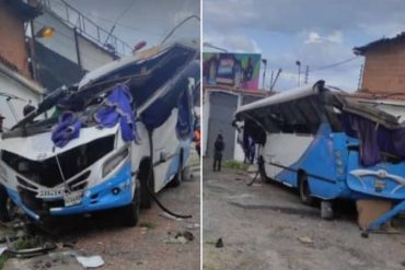 ¡DE TERROR! Autobús perdió los frenos y chocó contra un muro en El Junquito: un fallecido