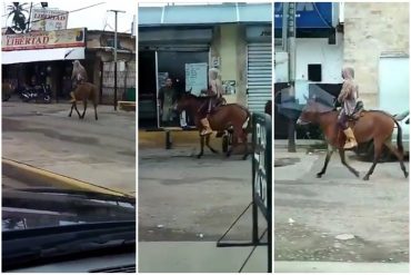 ¡HECHO EN SOCIALISMO! “Ya andamos en caballo”: Así se traslada un ciudadano en Zulia ante la falta de combustible y transporte público (+Video)