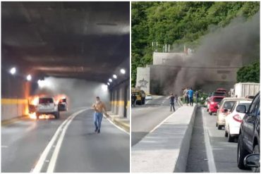 ¡PENDIENTES! Reportan el incendio de un vehículo dentro del túnel Boquerón 1 en la autopista Caracas – La Guaira (+Fotos +Video)