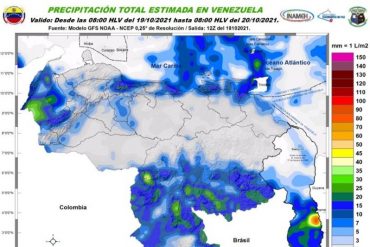 ¡DEBE SABERLO! Inameh prevé lluvias y descargas eléctricas en varios estados de Venezuela este #19Oct