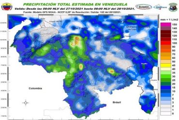 ¡SEPA! Inameh pronostica fuertes lluvias, ráfagas de viento y actividad eléctrica en algunos estados del país este #27Oct