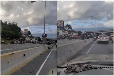 ¡LE DECIMOS! Trabajadores de delivery protestaron en el distribuidor Santa Fe de Caracas en repudio contra los constantes robos que sufren