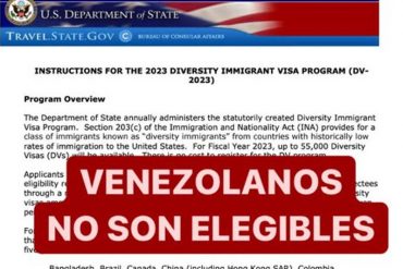 ¡ÚLTIMA HORA! Venezolanos quedan excluidos de la lotería de visas de EEUU (+El alegato del gobierno de Biden)