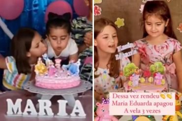 ¡VEA! Las hermanitas brasileñas que pelearon por la vela del pastel celebraron juntas otro cumpleaños y esto fue lo que pasó (+Video)