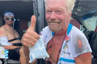 ¡VEA! El magnate Richard Branson resultó lesionado tras sufrir un «colosal» accidente de ciclismo (+Fotos)