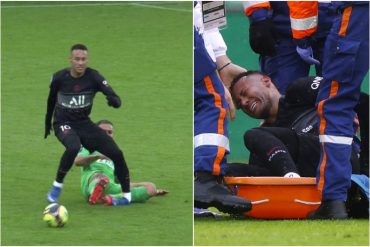 ¡DESGARRADOR! La terrible lesión que sufrió Neymar en pleno juego: se le dobló el tobillo 90 grados y se lo llevaron en camilla llorando (+Video)