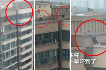 ¡ESCALOFRIANTE! El desesperante video de dos niños que fueron captados saltando desde la azotea de un alto edificio a otra