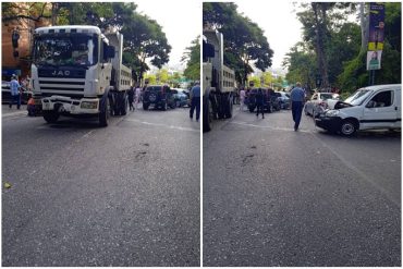 ¡QUÉ FUERTE! Camión perdió los frenos y chocó a siete vehículos frente al C.C. Plaza Las Américas (+Fotos)