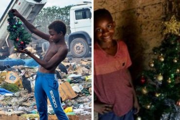 ¡CONMOVEDOR! Fotógrafo captó la emoción de un niño brasileño tras conseguir un arbolito en un basurero y se desató una ola de solidaridad