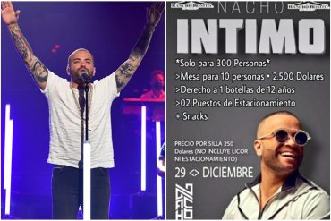 ¡QUE QUÉ! Controversia en redes porque las entradas para un concierto de Nacho en San Cristóbal cuestan hasta 2,500 dólares: “Es exclusivo para enchufados” (+Detalles)