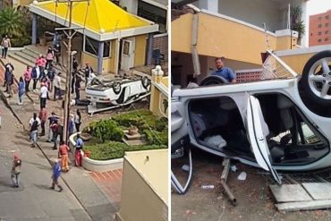 ¡INSÓLITO! Un vehículo cayó desde la parte superior del estacionamiento ubicado en un complejo residencial en Lechería: dos adultos mayores heridos  (+Fotos)