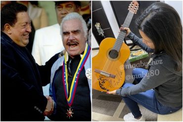 ¡REVELADOR! Así está la guitarra que Vicente Fernández le regaló a Hugo Chávez en 2012 (+El mensaje que el ídolo de México escribió en ella) (+Fotos)
