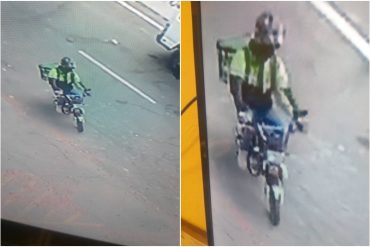 ¡VEA! Motorizado se hizo pasar como delivery y robó a mano armada a trabajadores de un local comercial en Chacao (+Video)