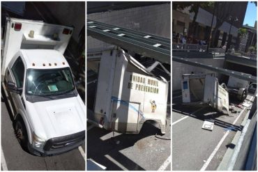 ¡SEPA! Camión de Unidad Móvil de Prevención quedó atascado en túnel del centro de Caracas