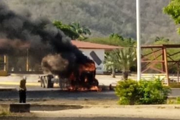 ¡INSÓLITO! Reportan incendio de una cisterna de gas licuado en avenida de Puerto la Cruz este #25Ene (+Video)