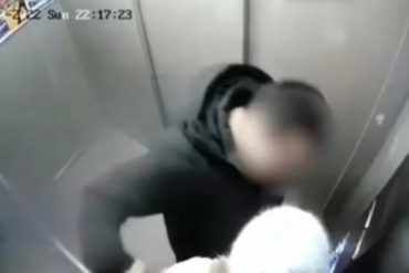 ¡VEA! Un hombre dio una brutal paliza a un acosador que intentó abusar de su hija de 15 años en un ascensor (+Video)