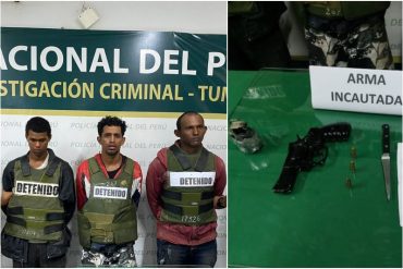 ¡VEA! Capturaron en Perú a un grupo de venezolanos que presuntamente intentó asaltar una tienda con armas de fuego y granada de guerra