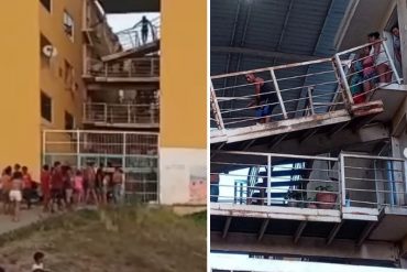 ¡DE TERROR! Así se desplomaron repentinamente las escaleras de un edificio de Misión Vivienda en Anzoátegui (+Imágenes)