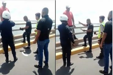 ¡VEA! Policías del Zulia le leyeron la Biblia a un hombre que pretendía saltar desde el Puente sobre el lago de Maracaibo: fue rescatado (+Video)