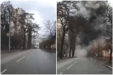 ¡ESTRUENDOSO! Un conductor grabó el momento del ataque con misil contra edificios en Chernígov (+Video) (+Fotos)